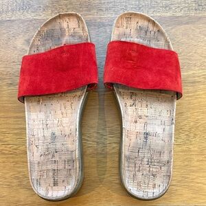 Donald Pilner Burnt Orange Suede Platform Slide Women's Sandals